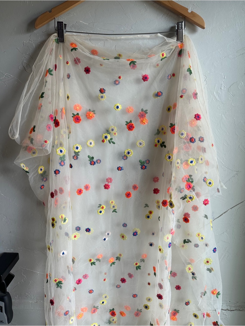 Fairycore Festival Embroidered Floral Sheer Mesh Wrap Dopamine Boho Scarf Fabric